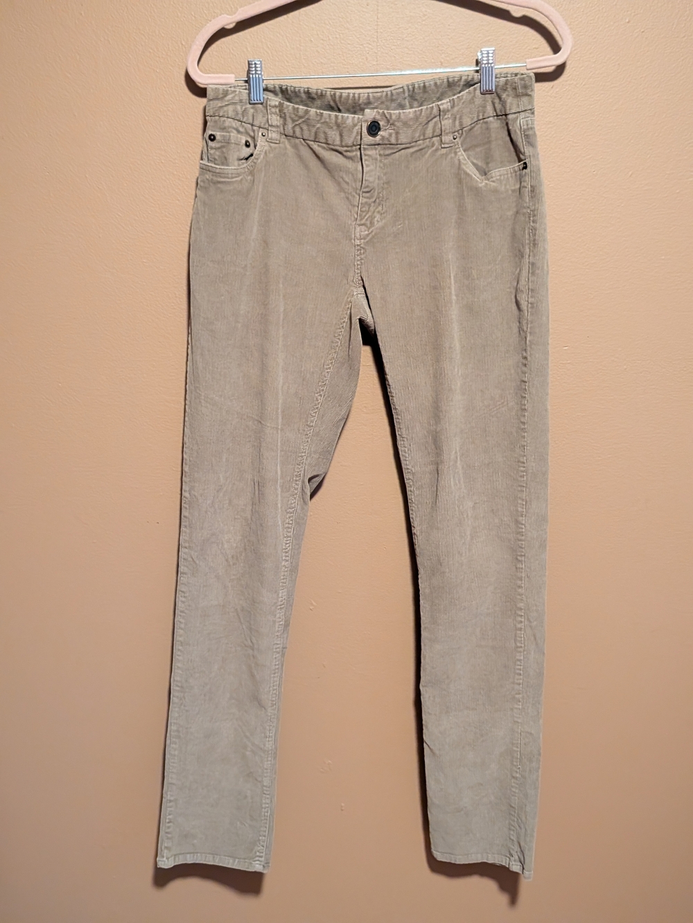 Garnet Hill Straight Leg Corduroy Pants in Light Taupe